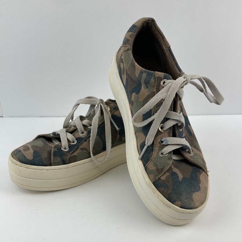 J/Slides NYC Women’s Suede Camo Platform Sneakers sz 7.5